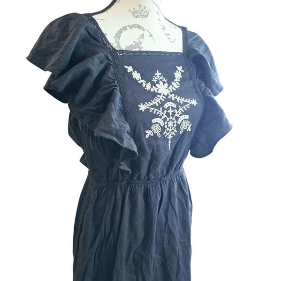 Old Navy -716‎ NWT Black Waist-Defined Flutter-Sleeve Tie-Back Mini Dress Small - Picture 4 of 12